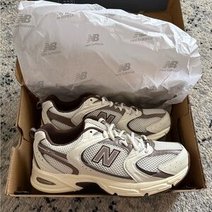 New Balance 530 Cream and Brown Sneakers